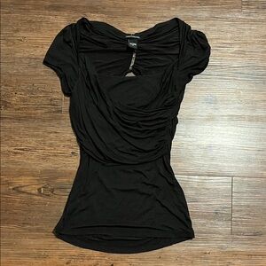 Moda International Black Draped Women's Blouse